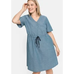 Sheego Blusenkleid »Kleid«, In Wickeloptik, Mit Bindeband