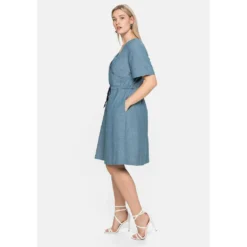 Sheego Blusenkleid »Kleid«, In Wickeloptik, Mit Bindeband -Deutschland Glanz Dame Verkaufs-Shop 2252080102c85ede45eb0532eeef0d3c