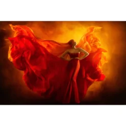 Papermoon Fototapete »Frau Im Roten Kleid«, Vliestapete, Hochwertiger Digitaldruck, Inklusive Kleister