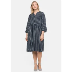 Sheego Druckkleid »Kleid«, Mit Streifen, Weit Schwingender Rock
