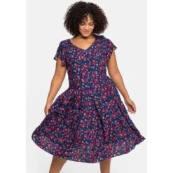 Sheego By Joe Browns Cocktailkleid »Kleid«, Mit Blumendruck Und Flügelärmeln -Deutschland Glanz Dame Verkaufs-Shop 5eaf8c3faa8fb270abd632f9dc708514