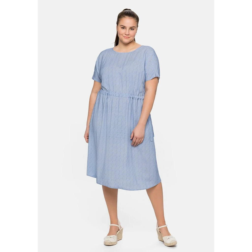 Sheego Sommerkleid »Kleid«, Mit Alloverdruck Und Taillen-Bindeband 3 Sheego Sommerkleid »Kleid«, Mit Alloverdruck Und Taillen-Bindeband
