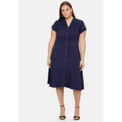 Sheego By Joe Browns Blusenkleid »Kleid«, Mit Knopfleiste Und Weitem Rock