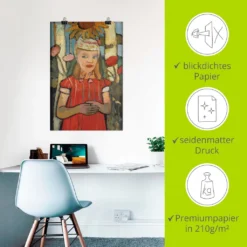 Artland Wandbild »Mädchen In Rotem Kleid Vor Sonnenblume.«, Bilder Von Kindern, (1 St.), Als Alubild, Leinwandbild, Wandaufkleber Oder Poster In Versch. Größen -Deutschland Glanz Dame Verkaufs-Shop b847494d7e19e1cded63094156de94ae