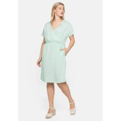 Sheego Sommerkleid »Kleid«, In Wickeloptik, Mit V-Ausschnitt
