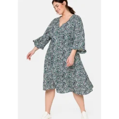 Sheego Midikleid »Kleid«, Mit Verspielten Rüschen -Deutschland Glanz Dame Verkaufs-Shop ebd58dfe46e414ea9b6aba3d92200def