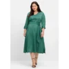 Sheego Satinkleid »Kleid«, Mit 3/4-Arm Und Bindeband -Deutschland Glanz Dame Verkaufs-Shop ec025f869d0e6a7689f74deef619a8a3