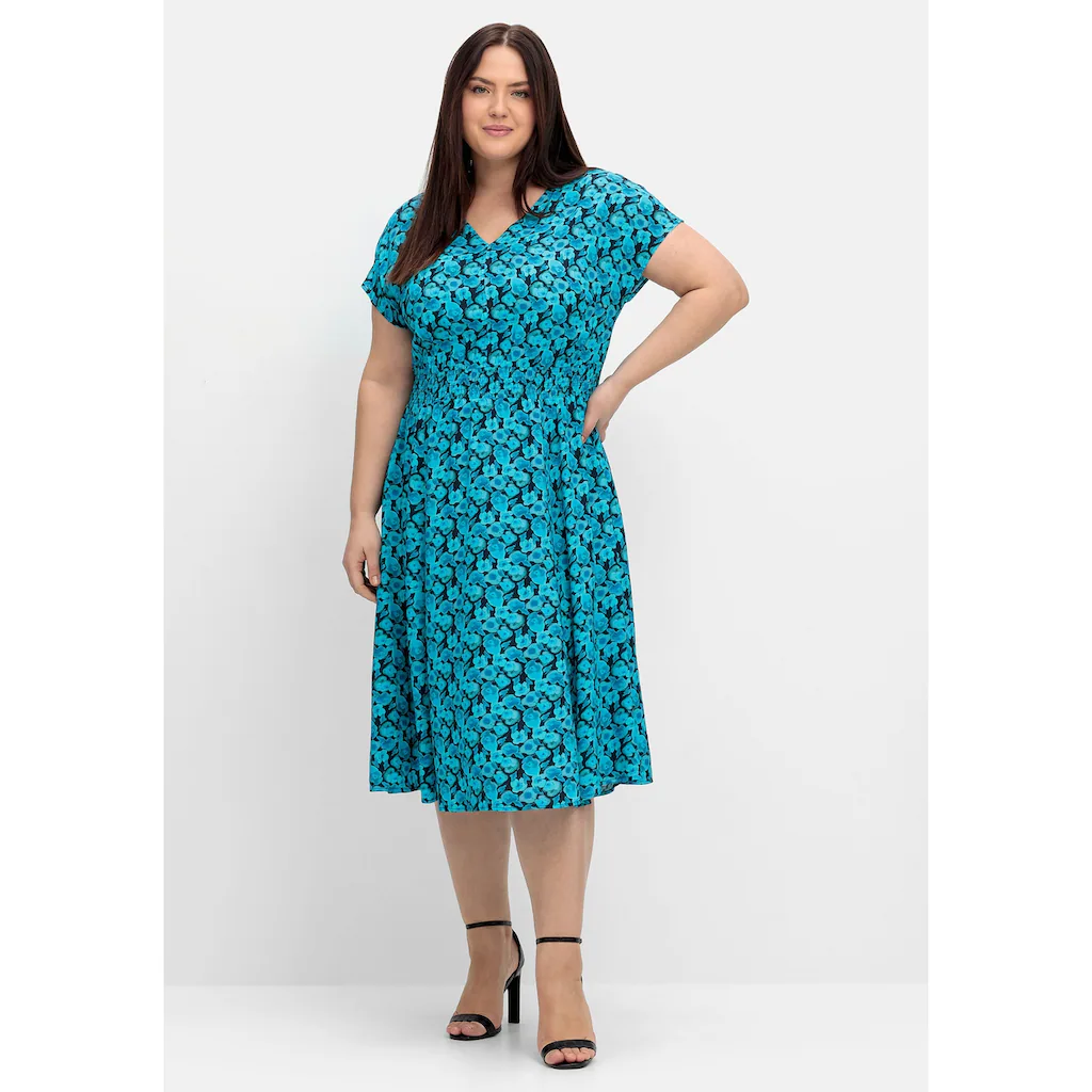 Sheego Druckkleid »Kleid«, Mit Smokbund Und Alloverprint 5 Sheego Druckkleid »Kleid«, Mit Smokbund Und Alloverprint – Bild 3